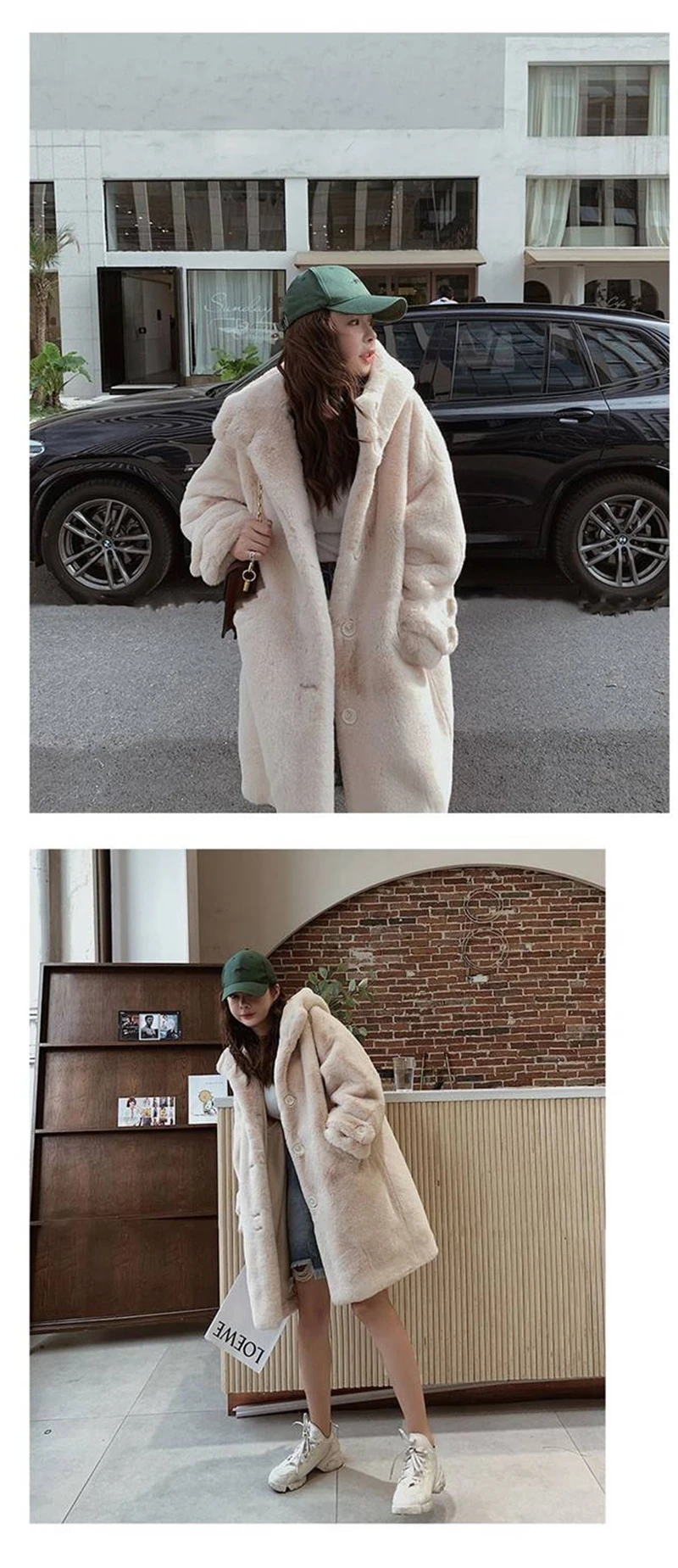 2021 New Winter Women Faux Rabbit Fur Coat Loose Long Fur Coat Large size Hooded OverCoat Thick Warm Female Plush Coats