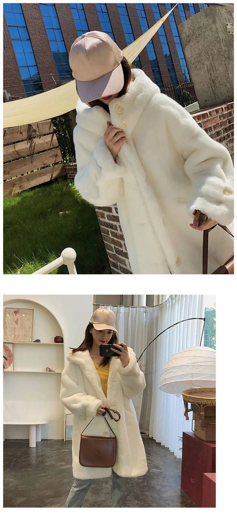 2021 New Winter Women Faux Rabbit Fur Coat Loose Long Fur Coat Large size Hooded OverCoat Thick Warm Female Plush Coats