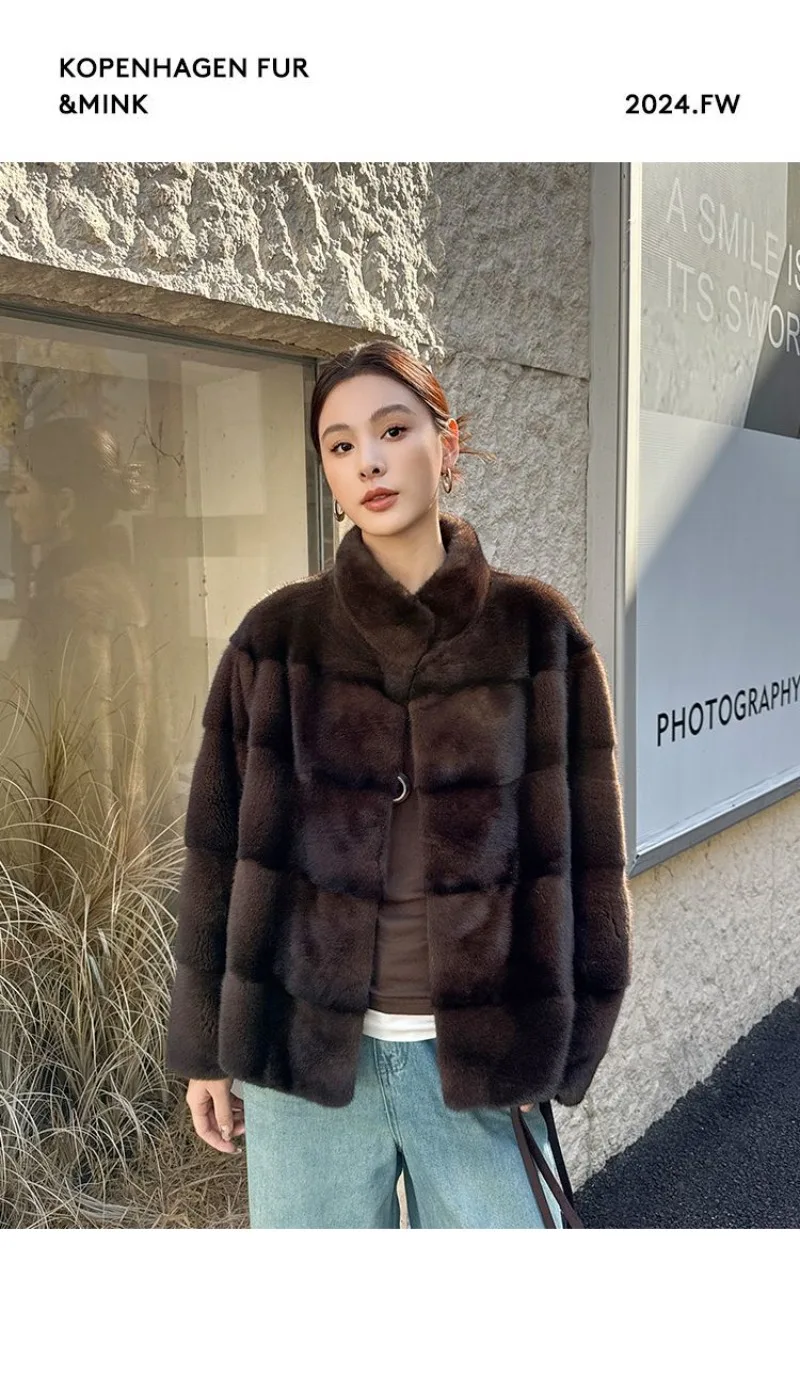 New Imitation Mink Coat For Women Autumn Winter Thicken Warm Stand-up Collar Velvet Fur Jacket Female Korean Loose Fur Outwear
