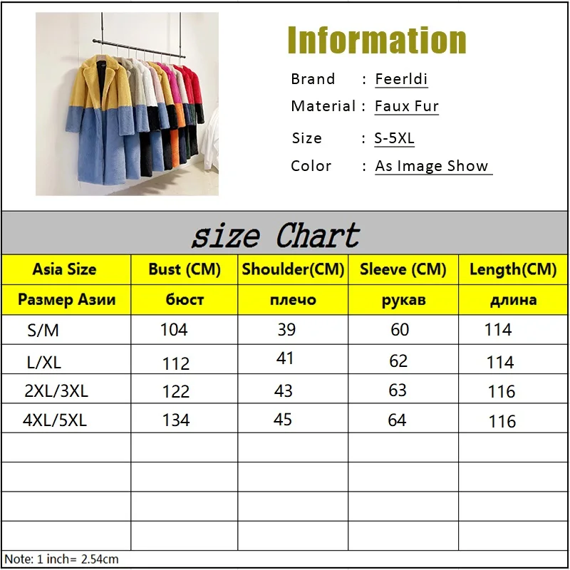Luxury Faux Rabbit Fur Coats Fluffy Women's Two Tone Furry Long Overcoat Ladies Jacket Plus Size 5XL Thick Warm Loose Plush Coat