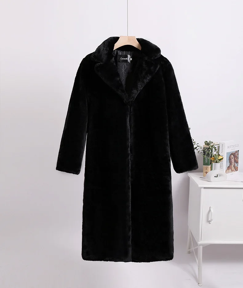 Luxury Faux Rabbit Fur Coats Fluffy Women's Two Tone Furry Long Overcoat Ladies Jacket Plus Size 5XL Thick Warm Loose Plush Coat