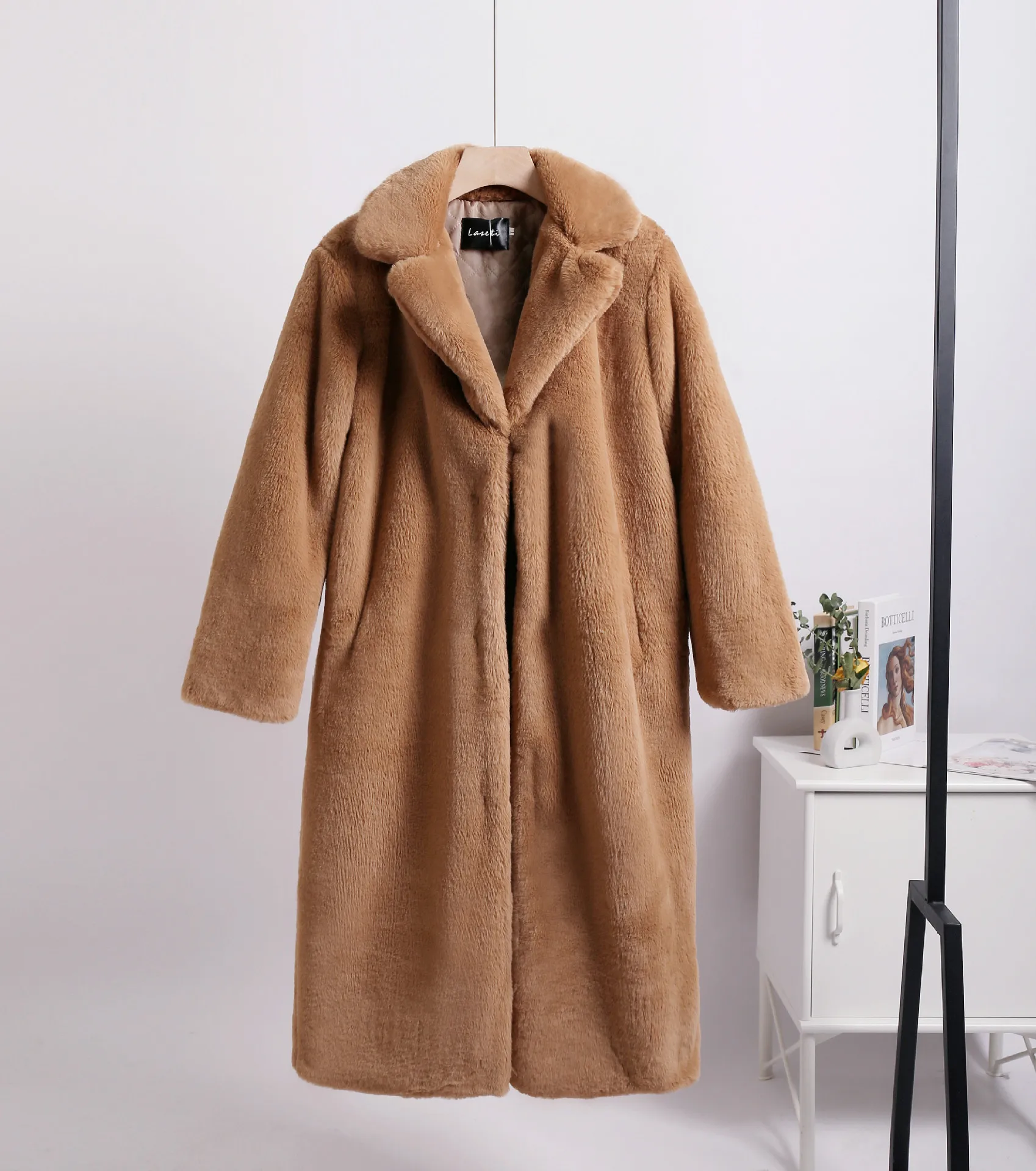 Luxury Faux Rabbit Fur Coats Fluffy Women's Two Tone Furry Long Overcoat Ladies Jacket Plus Size 5XL Thick Warm Loose Plush Coat