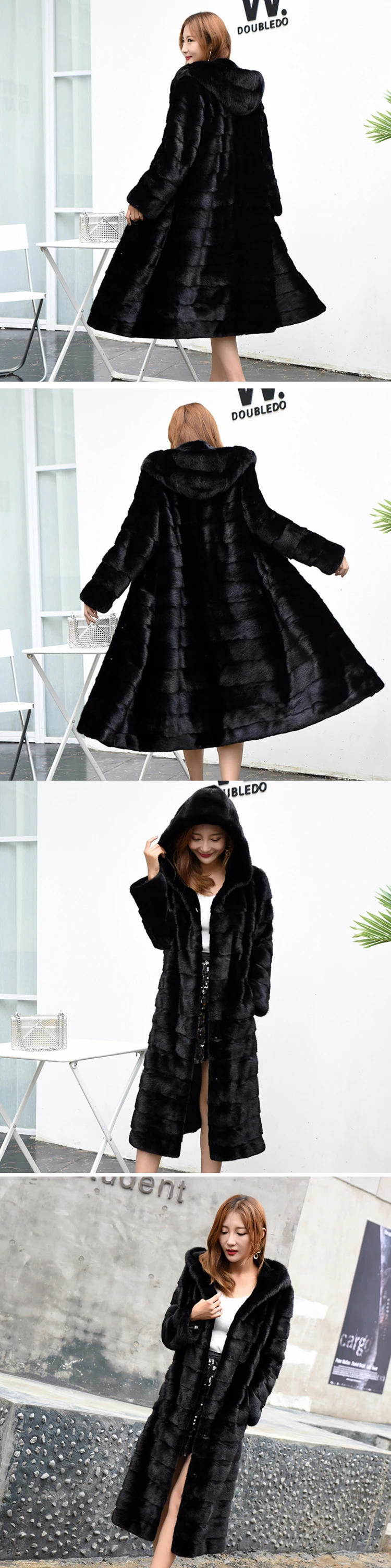 Winter women's new mink coat and hooded large size warm jacket