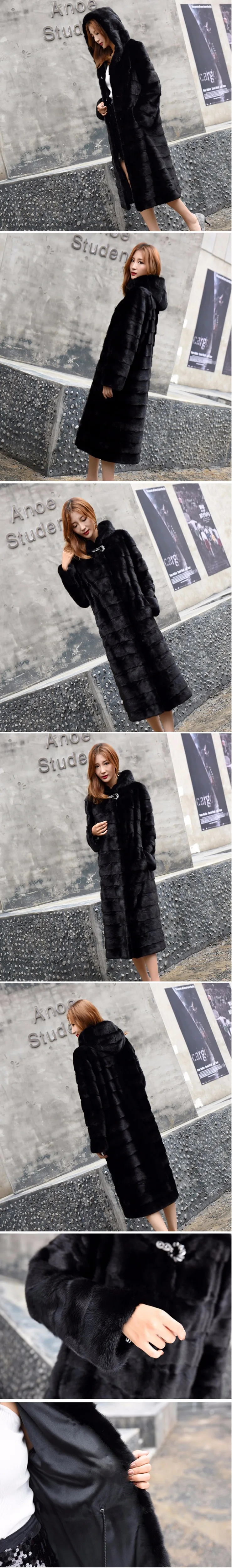 Winter women's new mink coat and hooded large size warm jacket