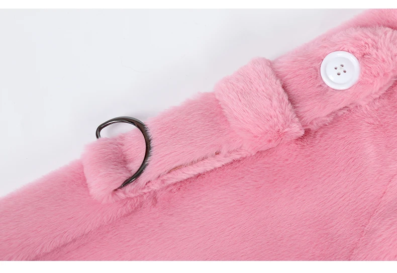 Nerazzurri Long Warm Thick Soft Fluffy Faux Fur Trench Coat for Women 2022 Double Breasted Pink White Green Winter Fashion Belt
