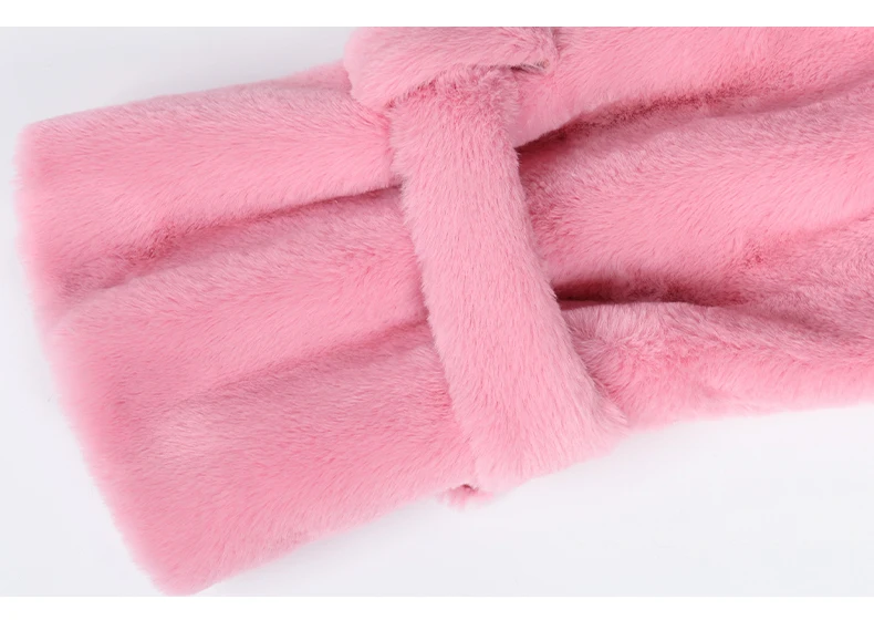 Nerazzurri Long Warm Thick Soft Fluffy Faux Fur Trench Coat for Women 2022 Double Breasted Pink White Green Winter Fashion Belt