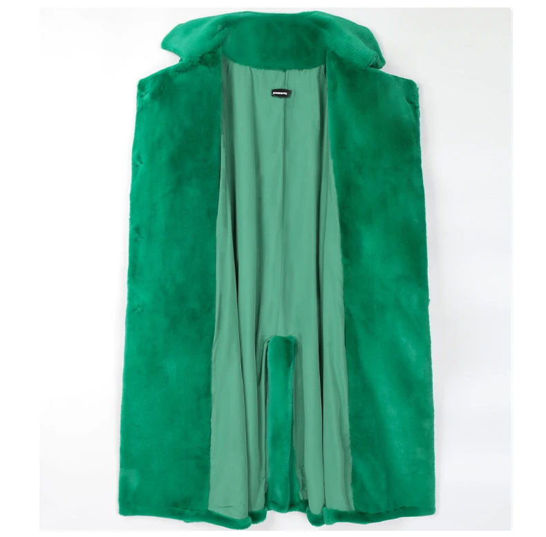 Nerazzurri Long Warm Thick Soft Fluffy Faux Fur Trench Coat for Women 2022 Double Breasted Pink White Green Winter Fashion Belt