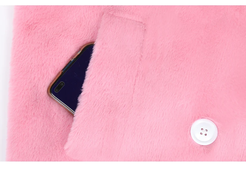 Nerazzurri Long Warm Thick Soft Fluffy Faux Fur Trench Coat for Women 2022 Double Breasted Pink White Green Winter Fashion Belt