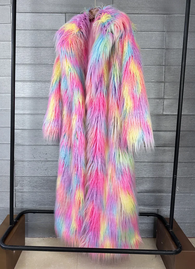 Imitation Fox Fur Faux Fur Women 2026 New Winter Fur Coat Faux Fox Fur Coat Imitation Beach Wool Jacquard Colorful Fur Coat H396