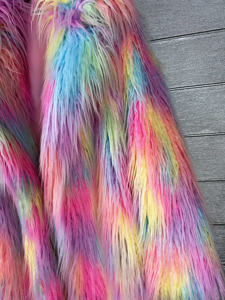 Imitation Fox Fur Faux Fur Women 2026 New Winter Fur Coat Faux Fox Fur Coat Imitation Beach Wool Jacquard Colorful Fur Coat H396