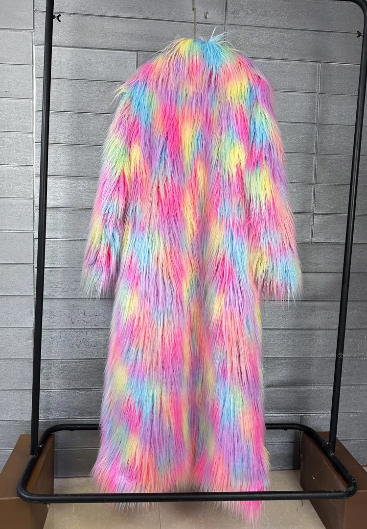 Imitation Fox Fur Faux Fur Women 2026 New Winter Fur Coat Faux Fox Fur Coat Imitation Beach Wool Jacquard Colorful Fur Coat H396