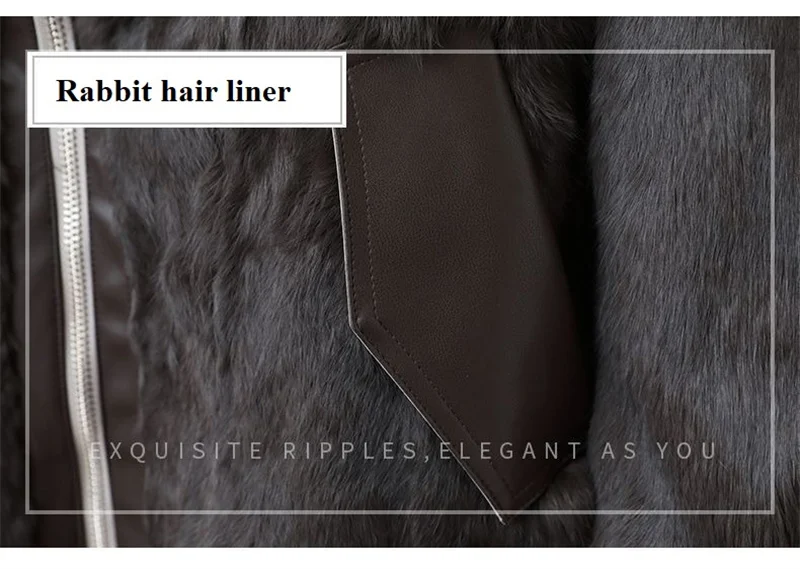 2025 High-quality Real Rabbit Hair Fur Parka Women's Autumn Winter Outdoor Coat Two-sided Wear Jacket Loose Outerwear Streetwear