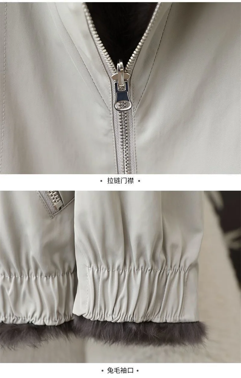 2025 High-quality Real Rabbit Hair Fur Parka Women's Autumn Winter Outdoor Coat Two-sided Wear Jacket Loose Outerwear Streetwear