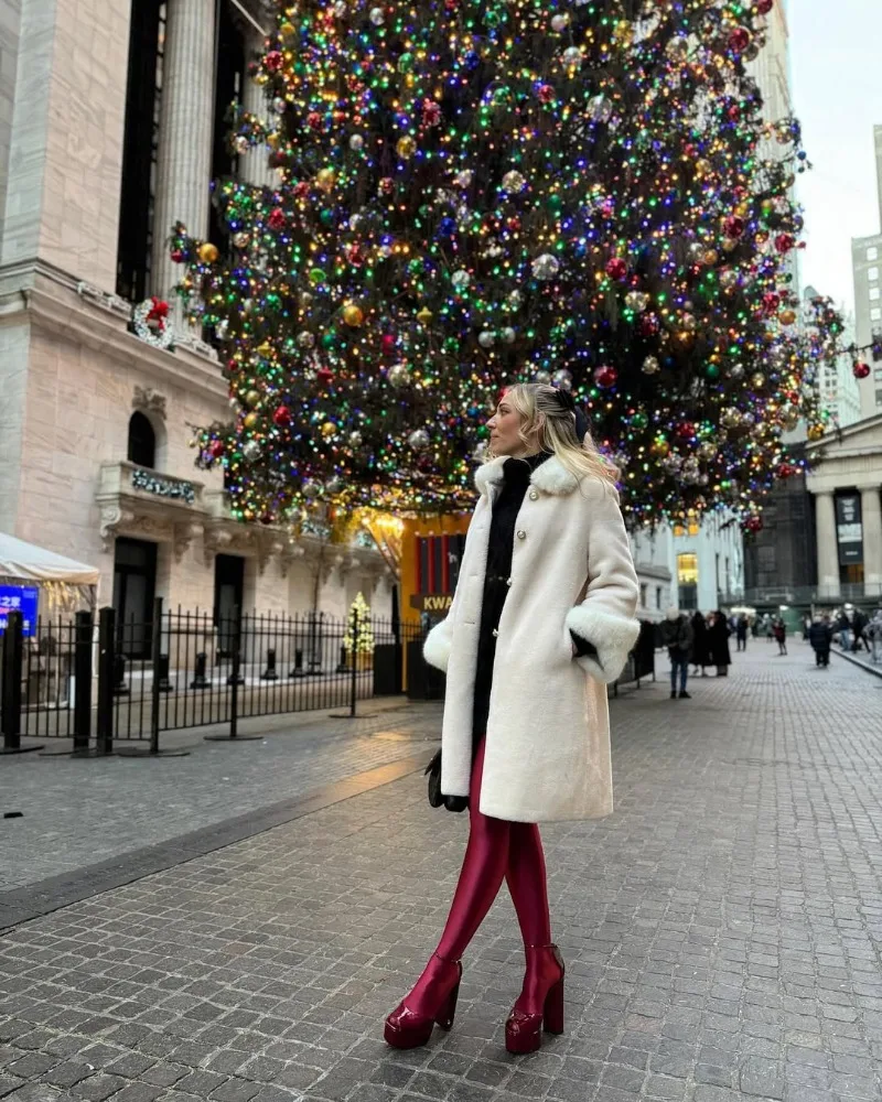 Trendix Elegant Faux Fur Collar Coat Women Winter Slim Patchwork Pocket Warm Trench Street Casual Long Faux Fox Fur Outerwear