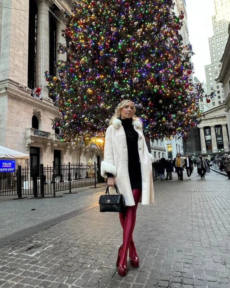 Trendix Elegant Faux Fur Collar Coat Women Winter Slim Patchwork Pocket Warm Trench Street Casual Long Faux Fox Fur Outerwear