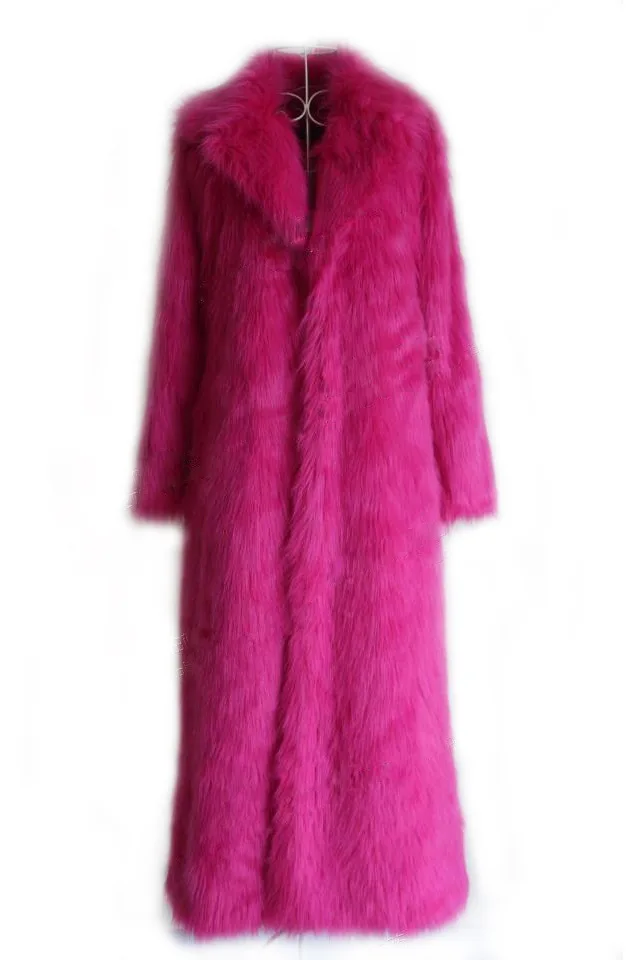 Women Faux Fox Fur Coats Maxi Long Jackets Turn Down Collar Loose Open Stitch Elegant Full Sleeve Long Coat Warm Thick Outerwear