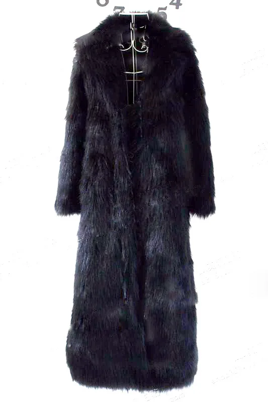 Women Faux Fox Fur Coats Maxi Long Jackets Turn Down Collar Loose Open Stitch Elegant Full Sleeve Long Coat Warm Thick Outerwear