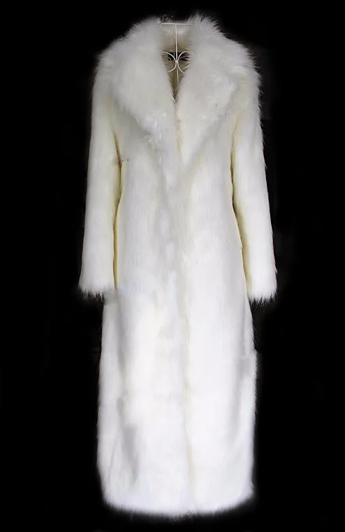 Women Faux Fox Fur Coats Maxi Long Jackets Turn Down Collar Loose Open Stitch Elegant Full Sleeve Long Coat Warm Thick Outerwear