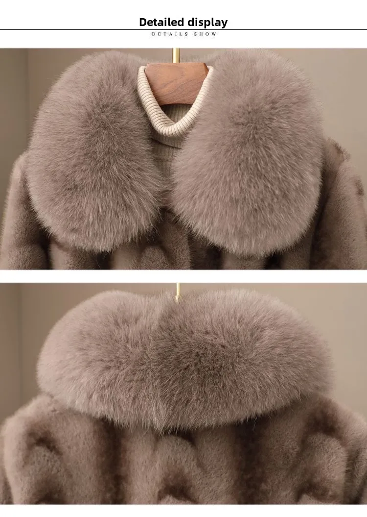 Faux Fur Coat for Women,Covered Button Jacket,Adjustable Waist,High Quality,Turn-down Collar Overcoat,Female Clothes,New,Winter
