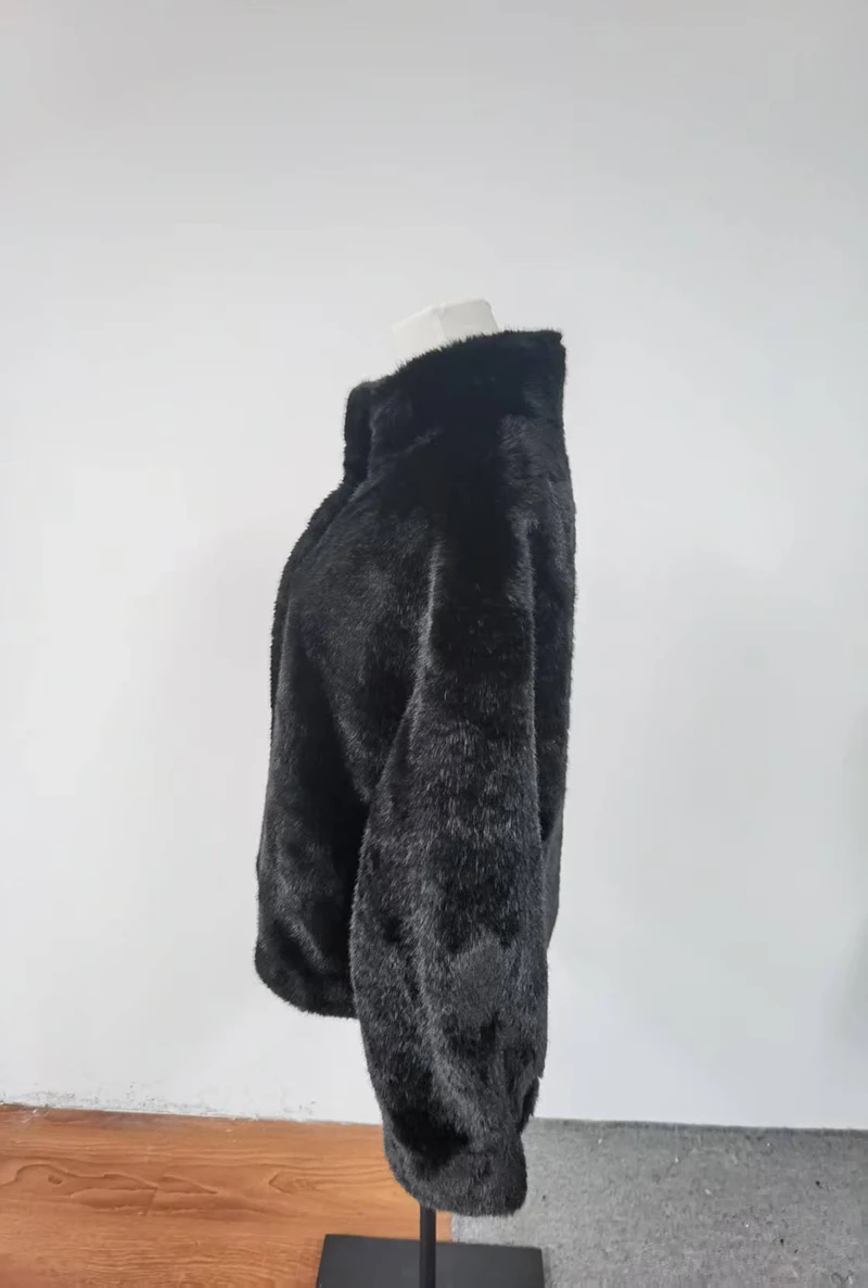 2024 Winter Faux Mink Fur Coat Women Short Stand Collar Warm Thick Eco Friendly Fur Jacket Plus Size Outerwear Trendy