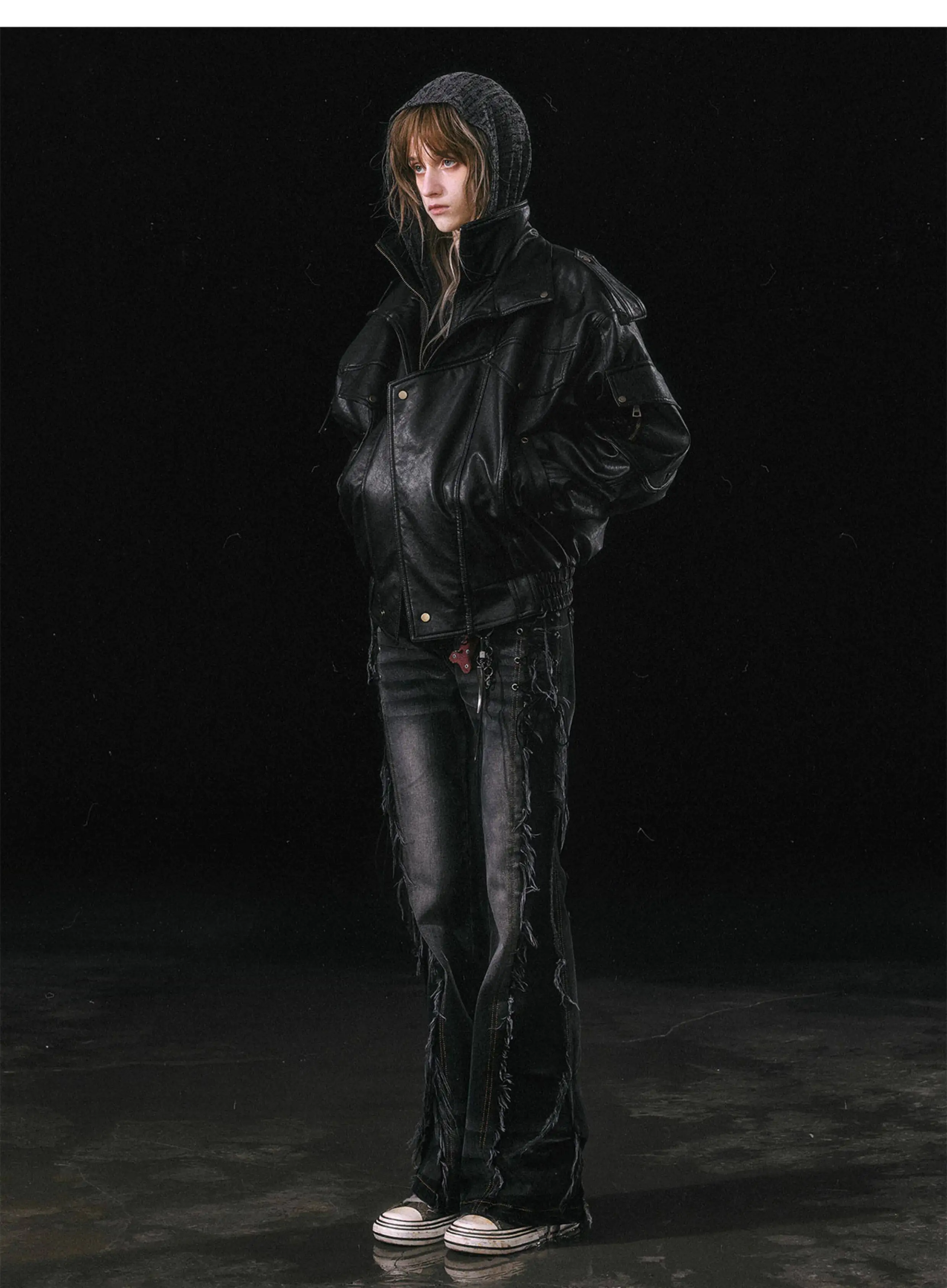 Nerazzurri Autumn Winter Loose Casual Quilted Warm Pu Leather Jacket Women with Detachable Faux Fur Collar Luxury Unisex Clothes