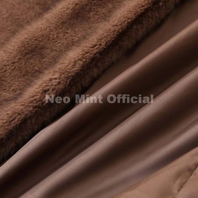 Neo Mint Luxury Long Belted Faux Mink Fur Coat Women 2025 Winter Thick Warm Overcoat Chic Street Fashion Fake Fur Coat Outerwear