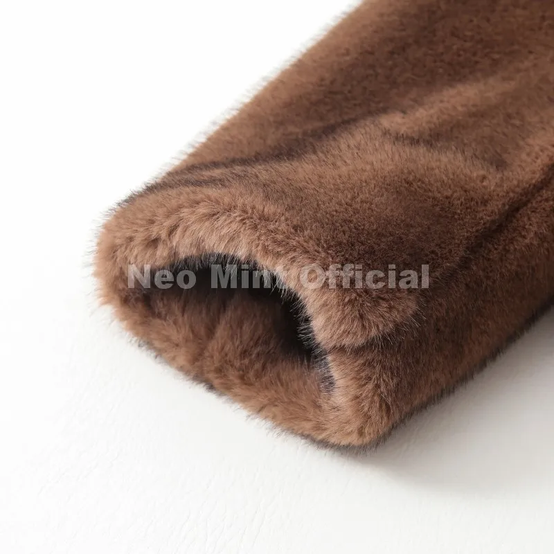 Neo Mint Luxury Long Belted Faux Mink Fur Coat Women 2025 Winter Thick Warm Overcoat Chic Street Fashion Fake Fur Coat Outerwear