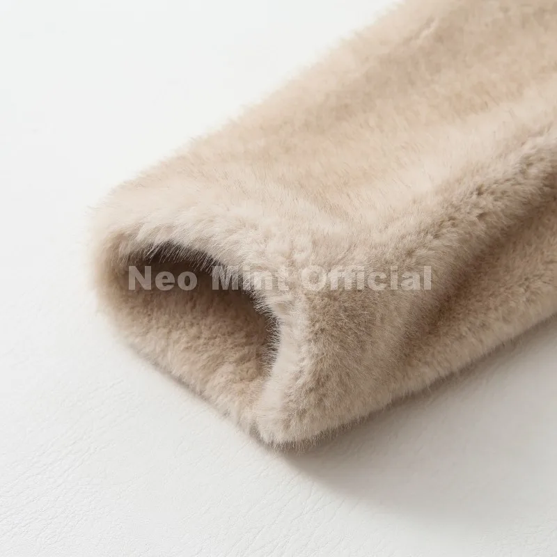 Neo Mint Luxury Long Belted Faux Mink Fur Coat Women 2025 Winter Thick Warm Overcoat Chic Street Fashion Fake Fur Coat Outerwear