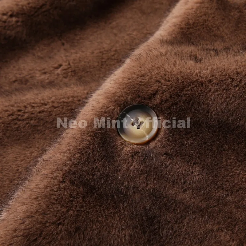 Neo Mint Luxury Long Belted Faux Mink Fur Coat Women 2025 Winter Thick Warm Overcoat Chic Street Fashion Fake Fur Coat Outerwear