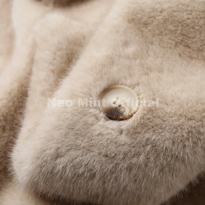 Neo Mint Luxury Long Belted Faux Mink Fur Coat Women 2025 Winter Thick Warm Overcoat Chic Street Fashion Fake Fur Coat Outerwear