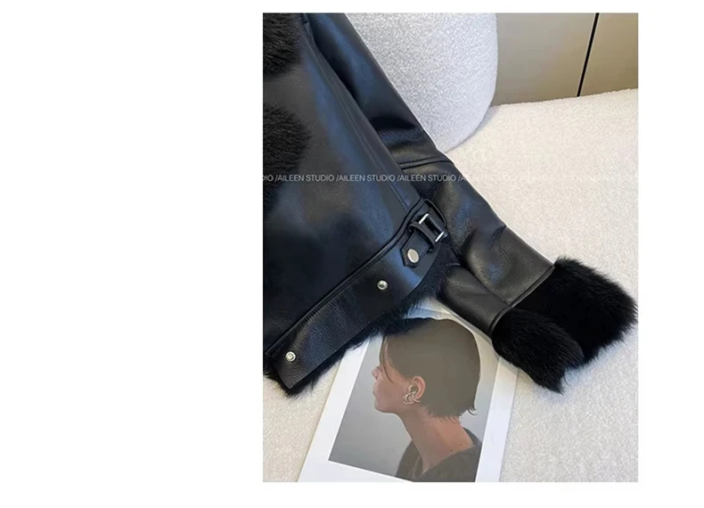 Lautaro Autumn Winter Cool Short Loose Black Thick Warm Soft Hairy Faux Sheepskin Coat Women Luxury Designer Fluffy Jacket 2025