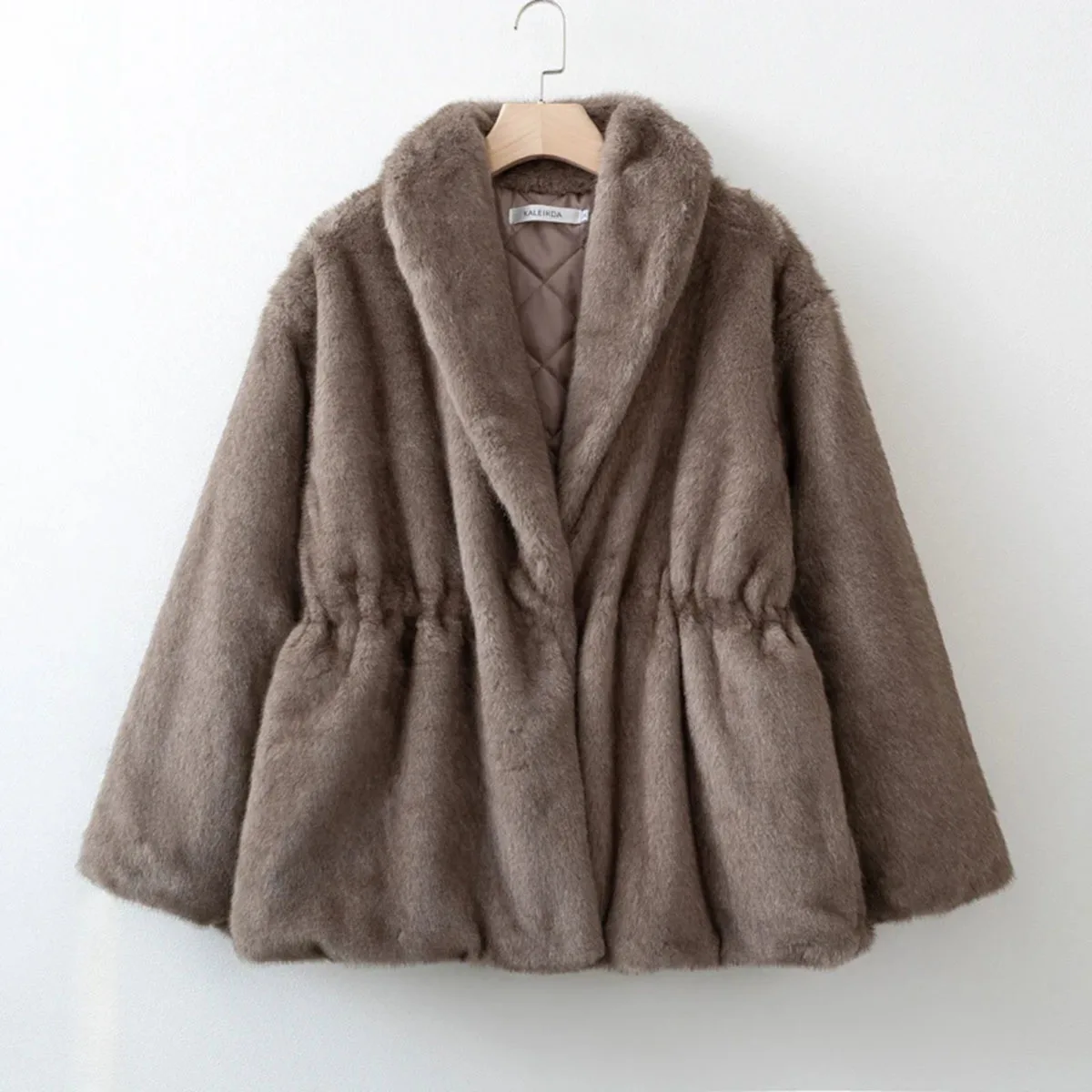 BJTZ Women’s Thickened Padded Faux Fur Coat Winter Warm Fake Fur Jacket Elegant Luxury Outerwear