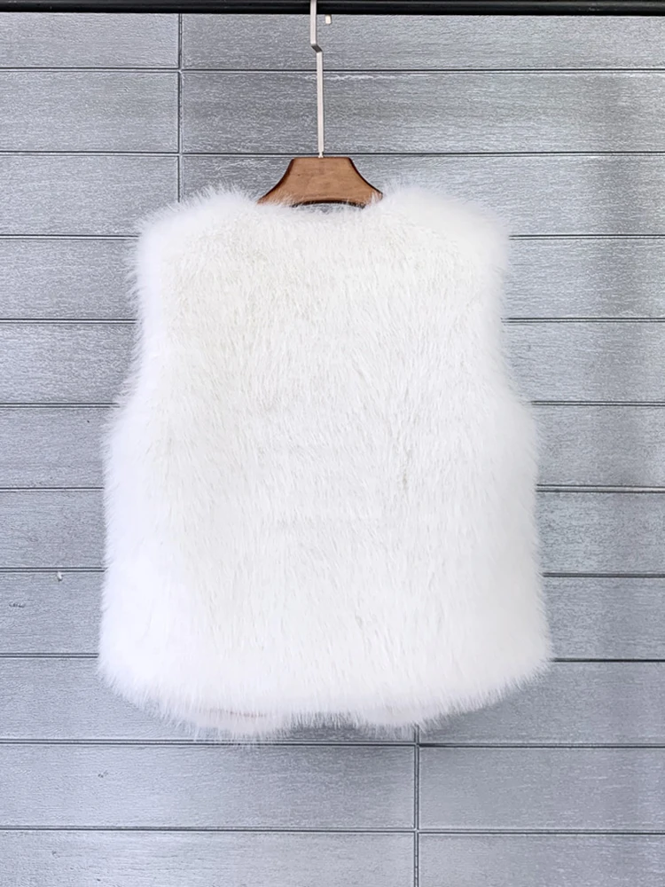 ZADORIN 2026 Autumn Winter Fashion Fur Waistcoat Women Casual Warm Faux Fur Vest V Neck Pink Black White Faux Fur Coat Crop Tops