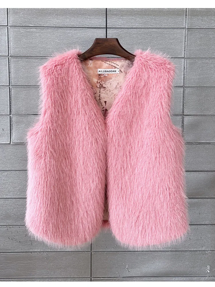 ZADORIN 2026 Autumn Winter Fashion Fur Waistcoat Women Casual Warm Faux Fur Vest V Neck Pink Black White Faux Fur Coat Crop Tops