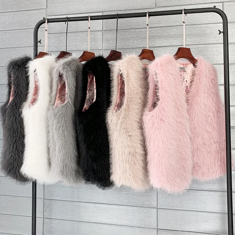 ZADORIN 2026 Autumn Winter Fashion Fur Waistcoat Women Casual Warm Faux Fur Vest V Neck Pink Black White Faux Fur Coat Crop Tops