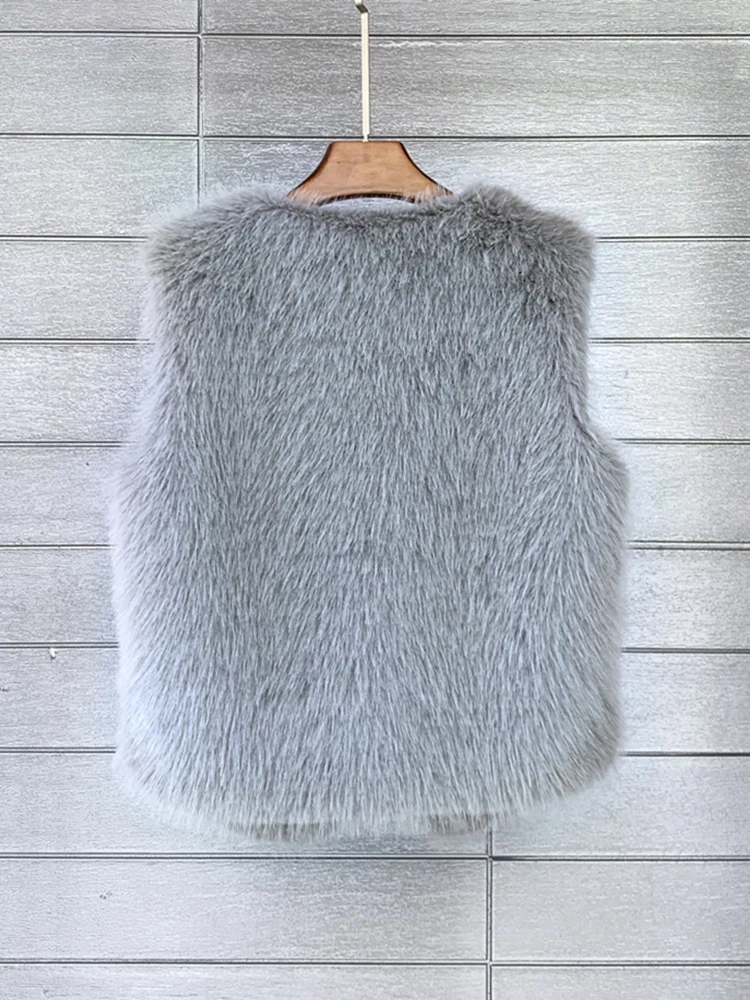 ZADORIN 2026 Autumn Winter Fashion Fur Waistcoat Women Casual Warm Faux Fur Vest V Neck Pink Black White Faux Fur Coat Crop Tops