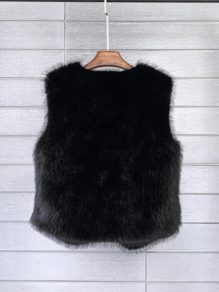 ZADORIN 2026 Autumn Winter Fashion Fur Waistcoat Women Casual Warm Faux Fur Vest V Neck Pink Black White Faux Fur Coat Crop Tops