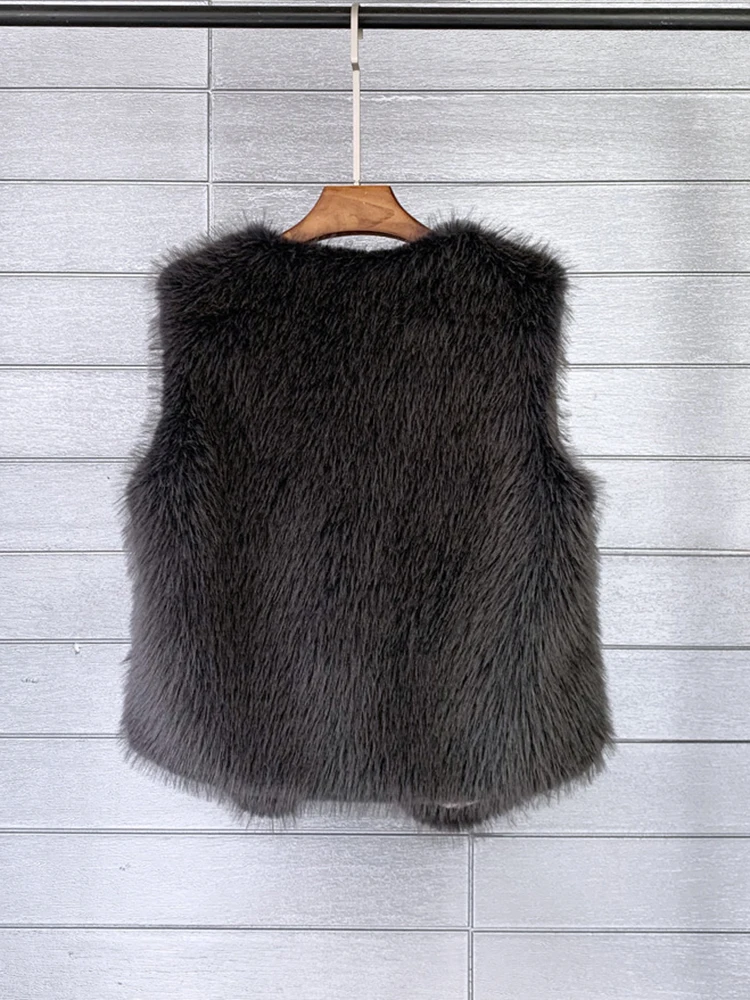 ZADORIN 2026 Autumn Winter Fashion Fur Waistcoat Women Casual Warm Faux Fur Vest V Neck Pink Black White Faux Fur Coat Crop Tops