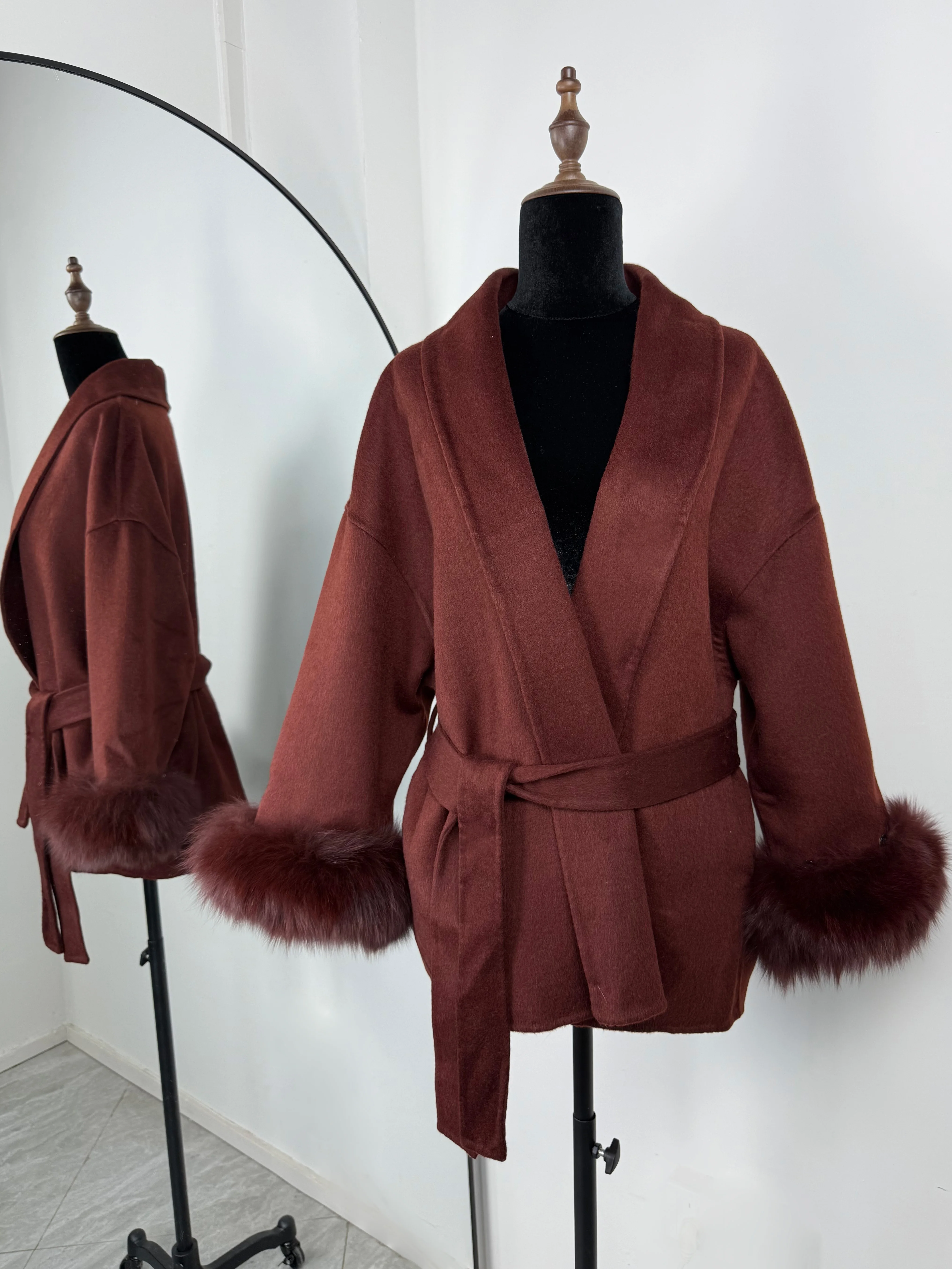 Trendix Fox Fur Woolen Women's Autumn Coat Fashion Patchwork Double-Sided Wool Overcoat 2025 New Elegant Office Commuter Jacket