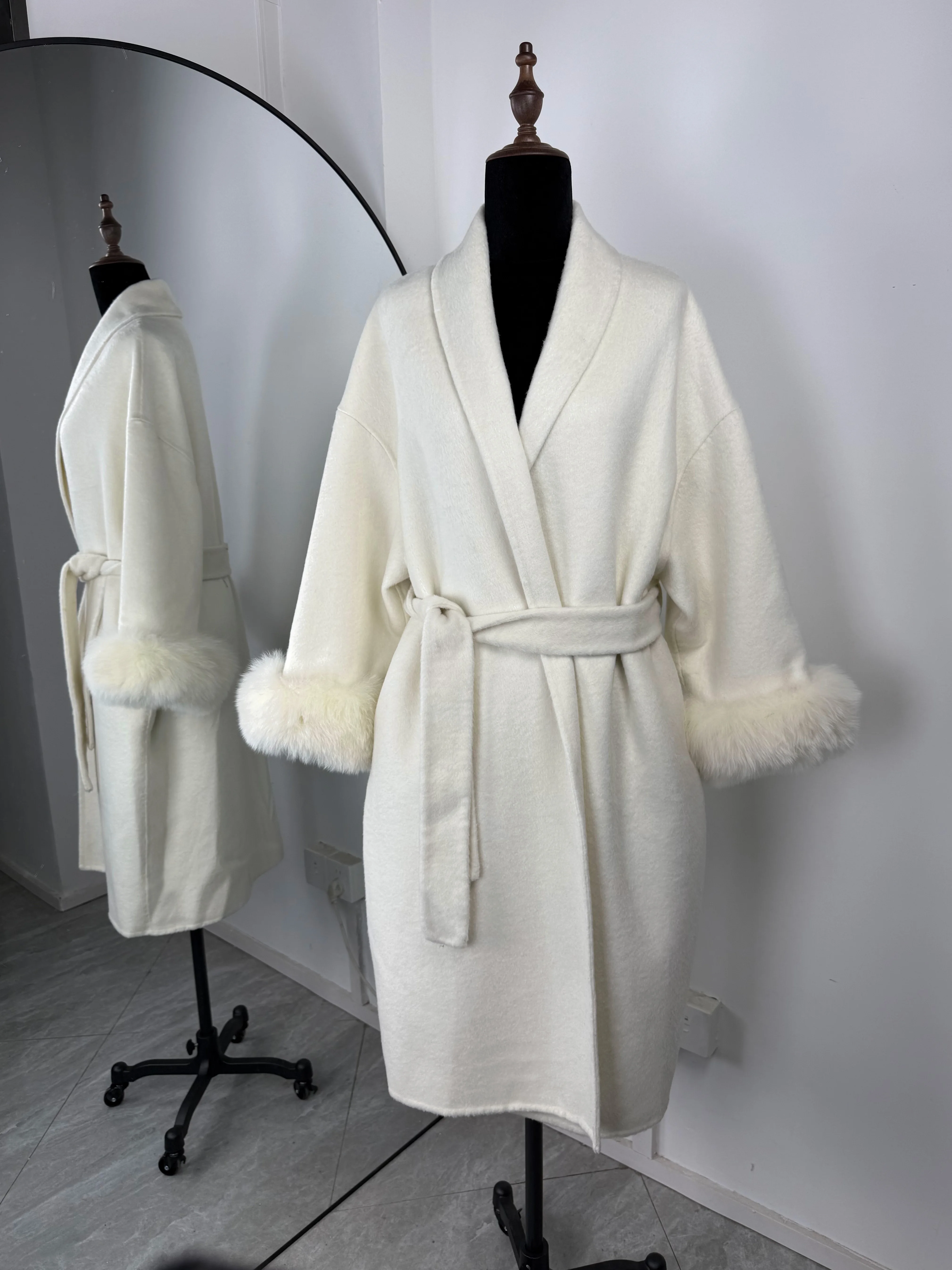 Trendix Fox Fur Woolen Women's Autumn Coat Fashion Patchwork Double-Sided Wool Overcoat 2025 New Elegant Office Commuter Jacket