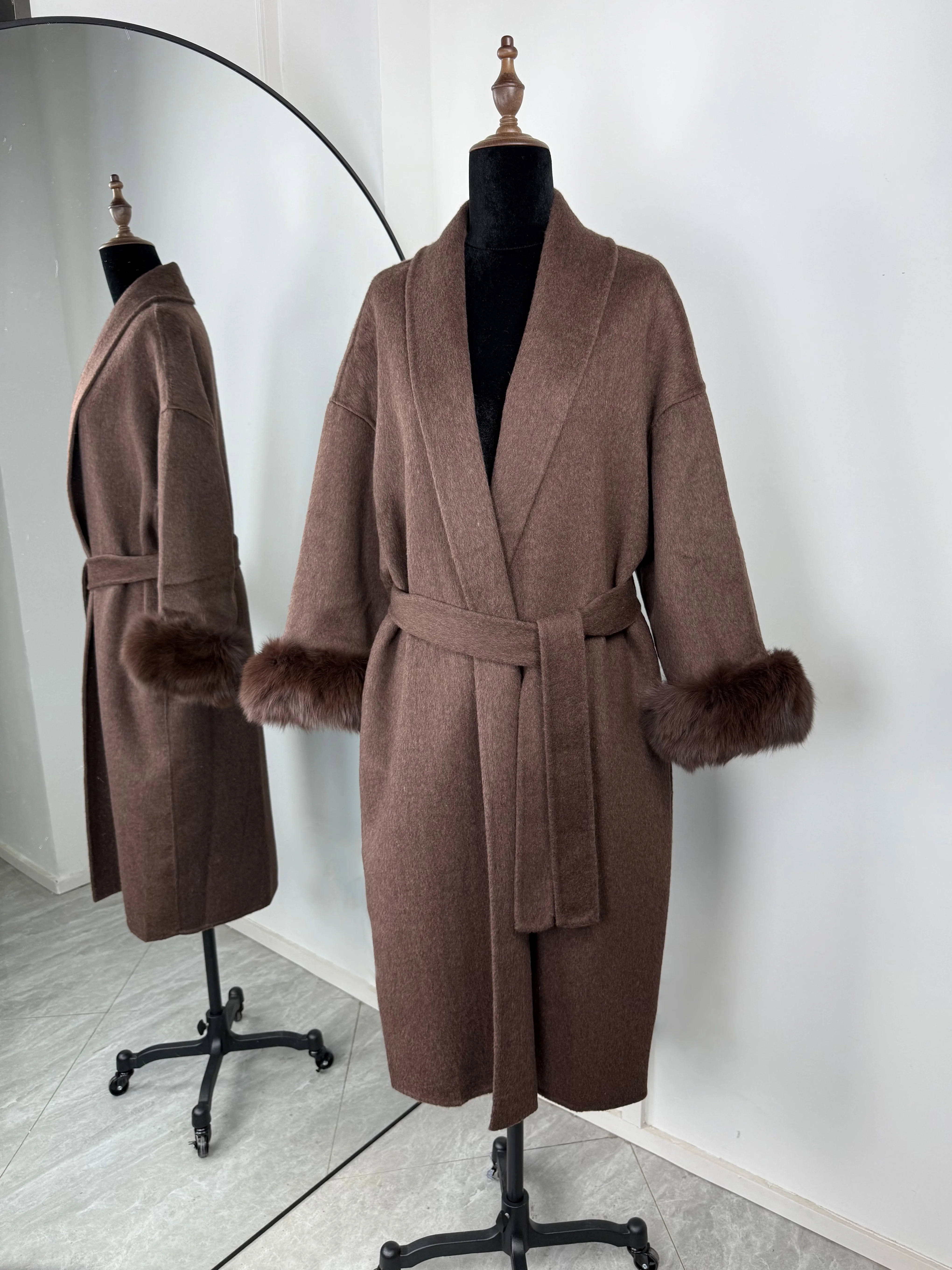 Trendix Fox Fur Woolen Women's Autumn Coat Fashion Patchwork Double-Sided Wool Overcoat 2025 New Elegant Office Commuter Jacket