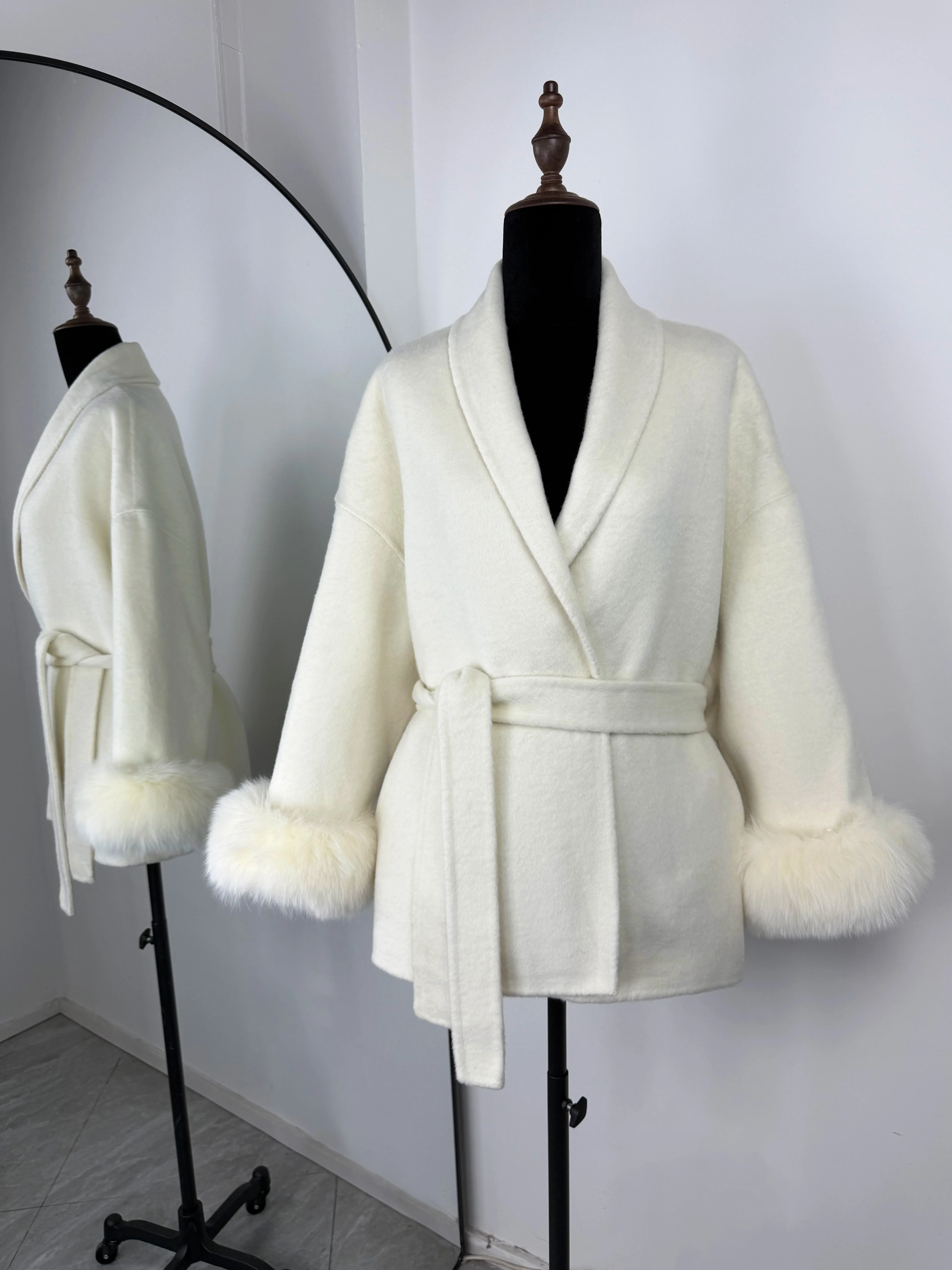 Trendix Fox Fur Woolen Women's Autumn Coat Fashion Patchwork Double-Sided Wool Overcoat 2025 New Elegant Office Commuter Jacket