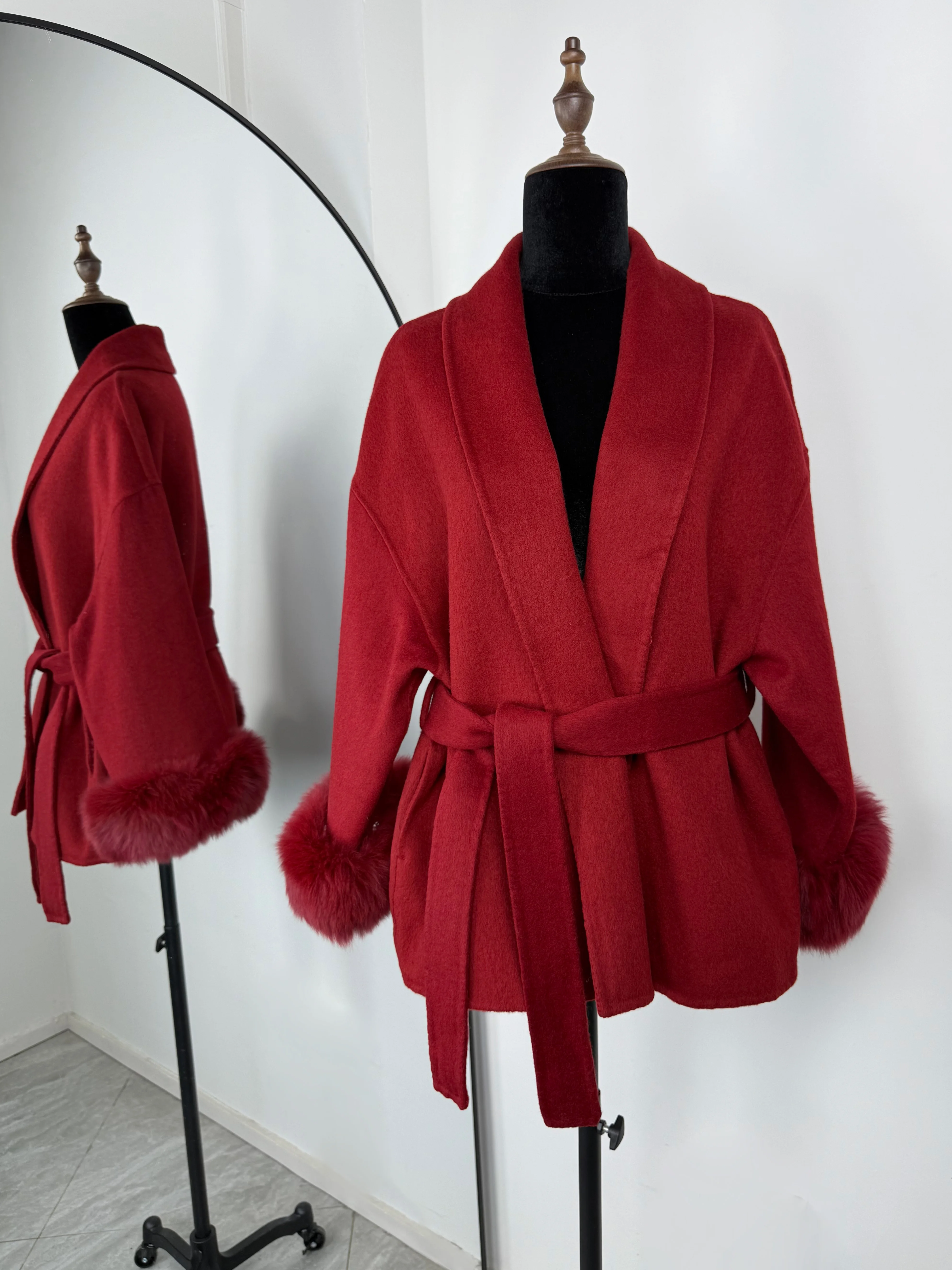 Trendix Fox Fur Woolen Women's Autumn Coat Fashion Patchwork Double-Sided Wool Overcoat 2025 New Elegant Office Commuter Jacket