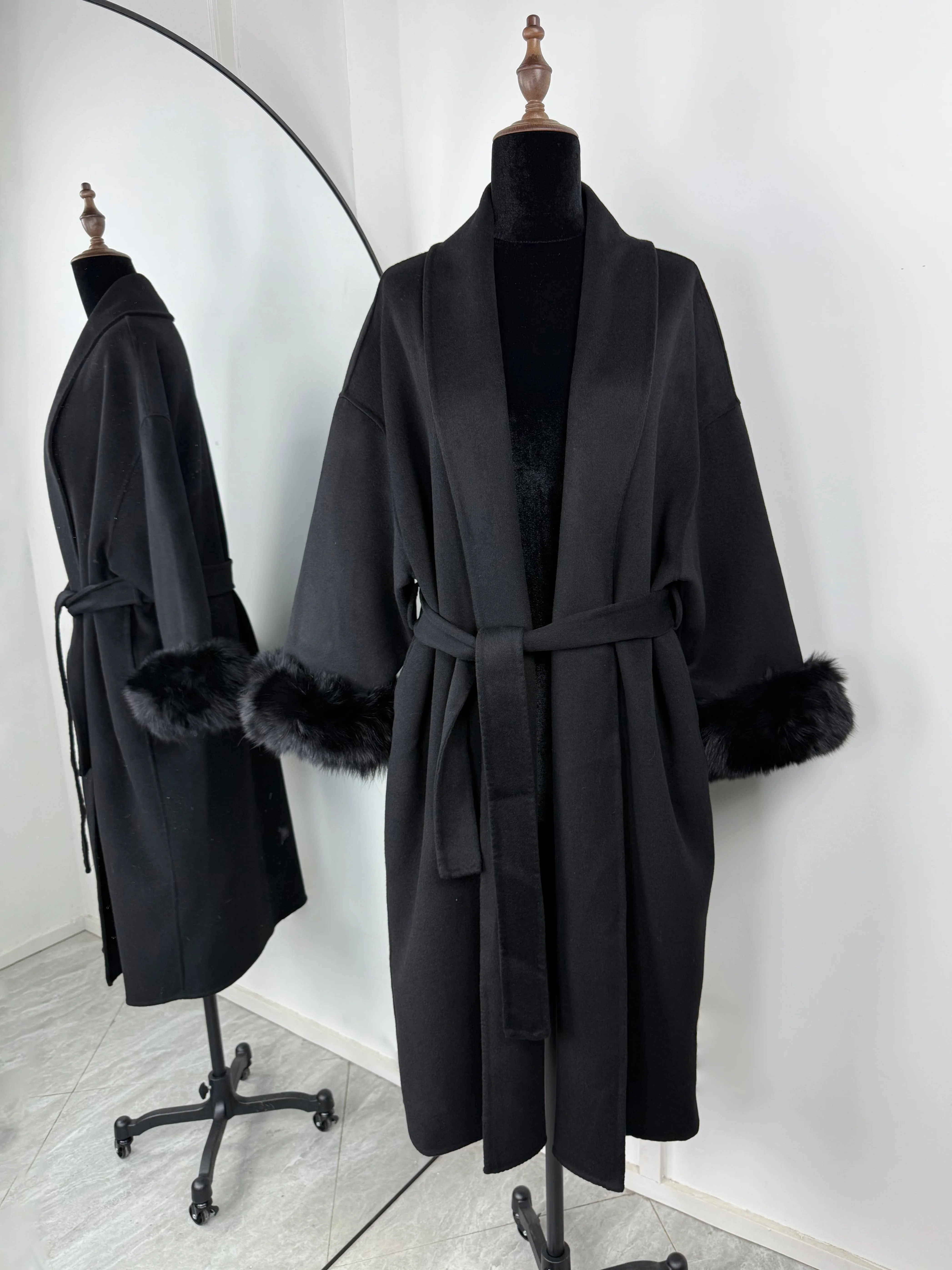Trendix Fox Fur Woolen Women's Autumn Coat Fashion Patchwork Double-Sided Wool Overcoat 2025 New Elegant Office Commuter Jacket