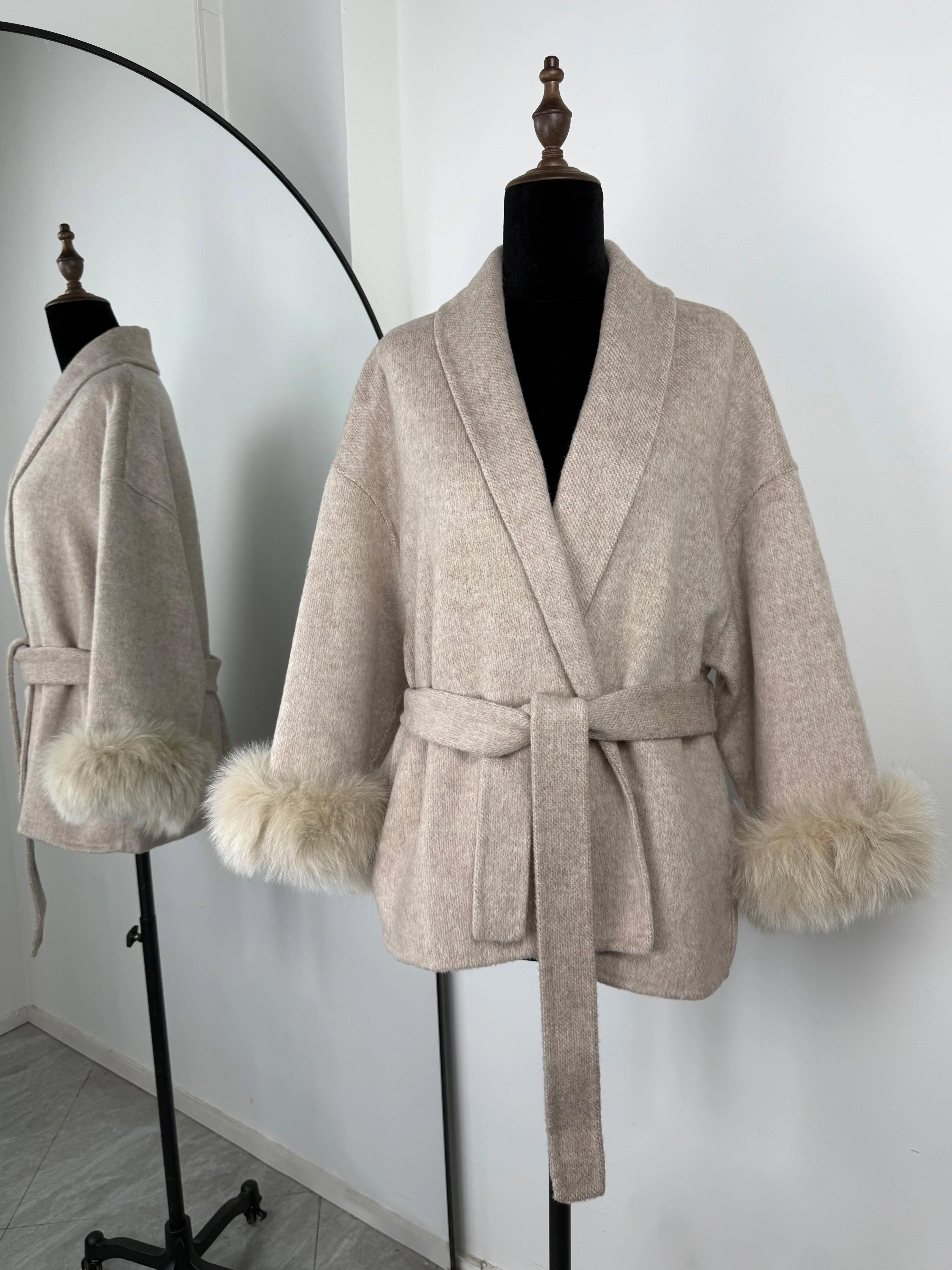 Trendix Fox Fur Woolen Women's Autumn Coat Fashion Patchwork Double-Sided Wool Overcoat 2025 New Elegant Office Commuter Jacket