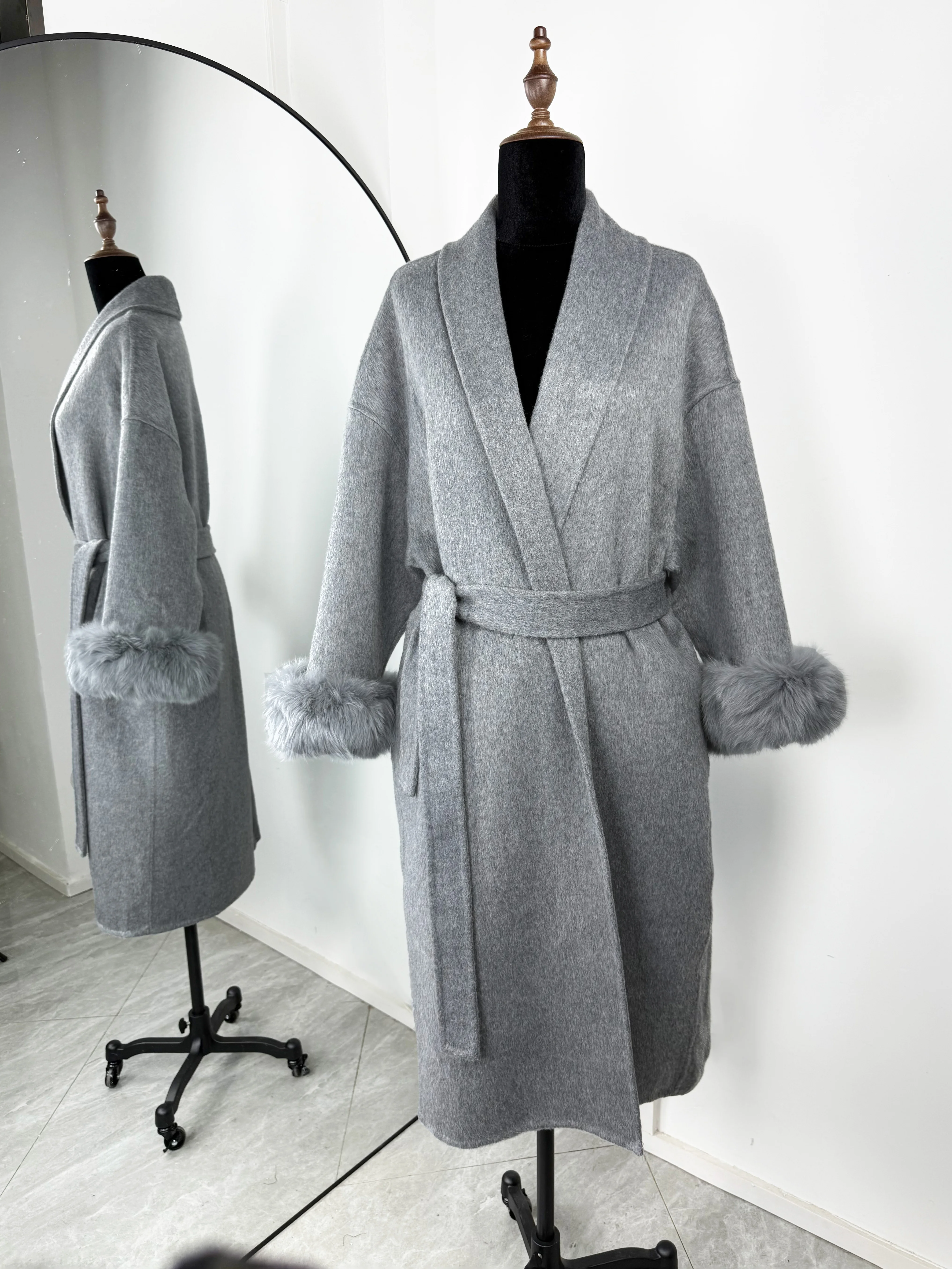 Trendix Fox Fur Woolen Women's Autumn Coat Fashion Patchwork Double-Sided Wool Overcoat 2025 New Elegant Office Commuter Jacket