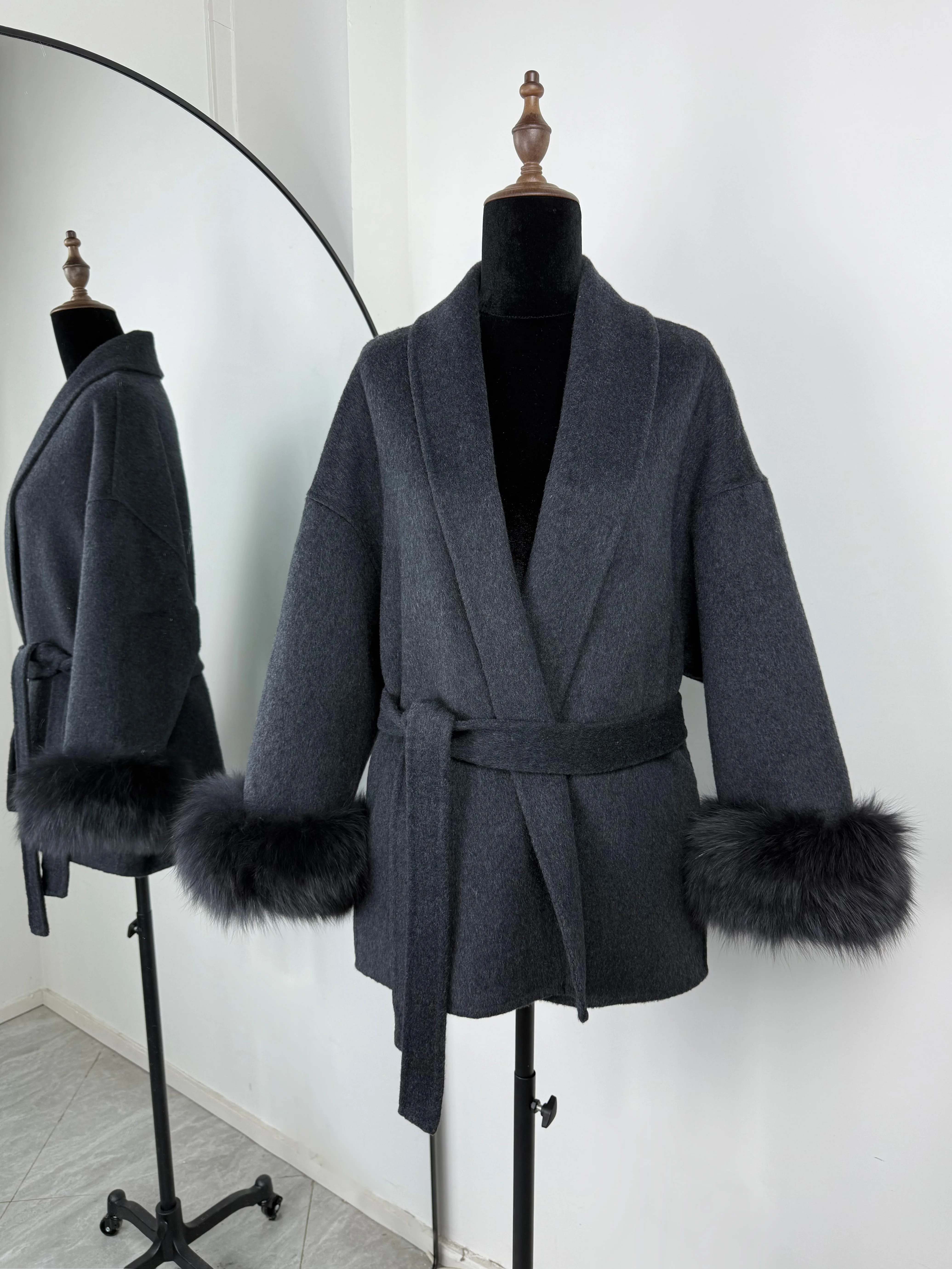 Trendix Fox Fur Woolen Women's Autumn Coat Fashion Patchwork Double-Sided Wool Overcoat 2025 New Elegant Office Commuter Jacket