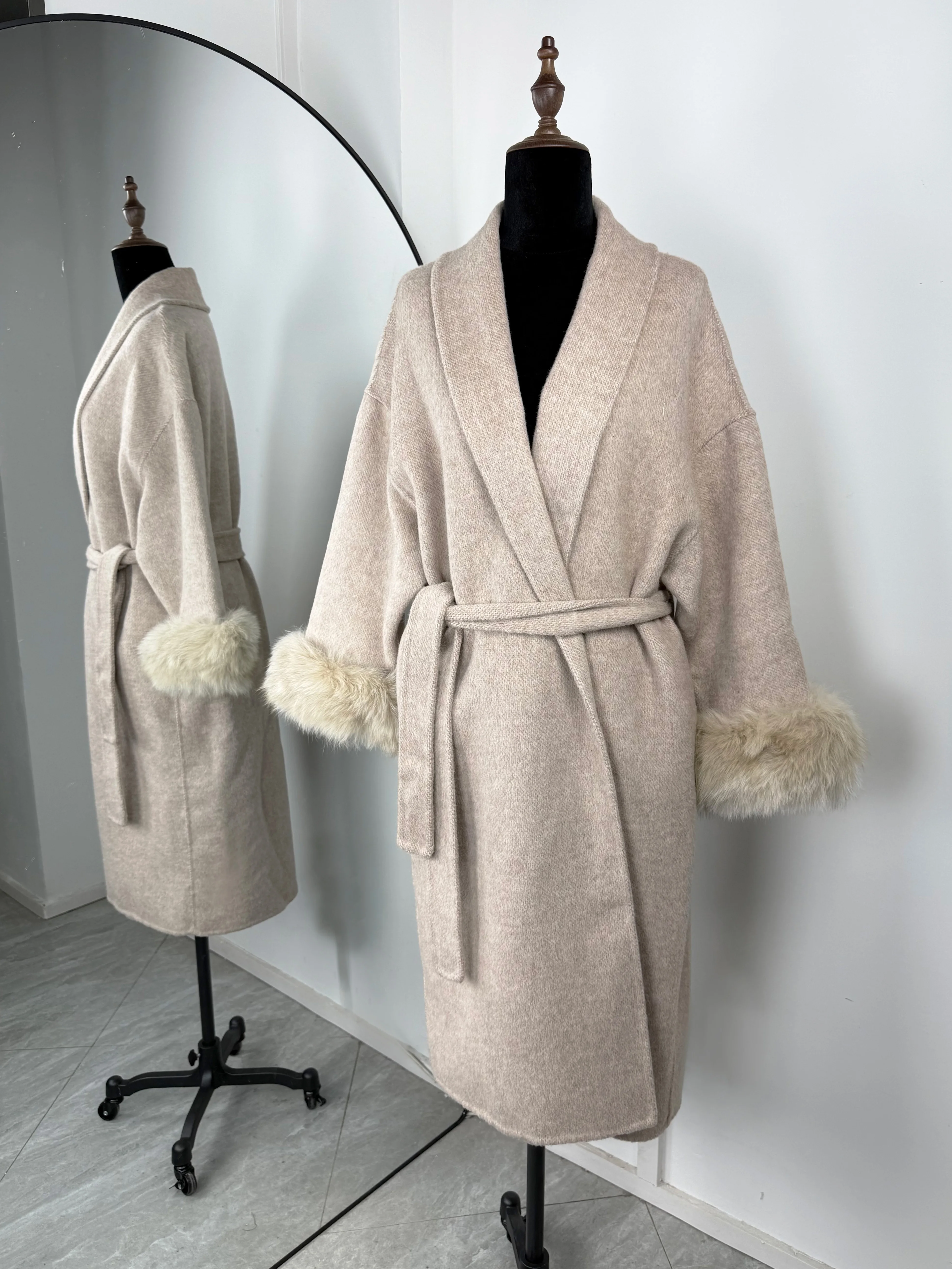 Trendix Fox Fur Woolen Women's Autumn Coat Fashion Patchwork Double-Sided Wool Overcoat 2025 New Elegant Office Commuter Jacket