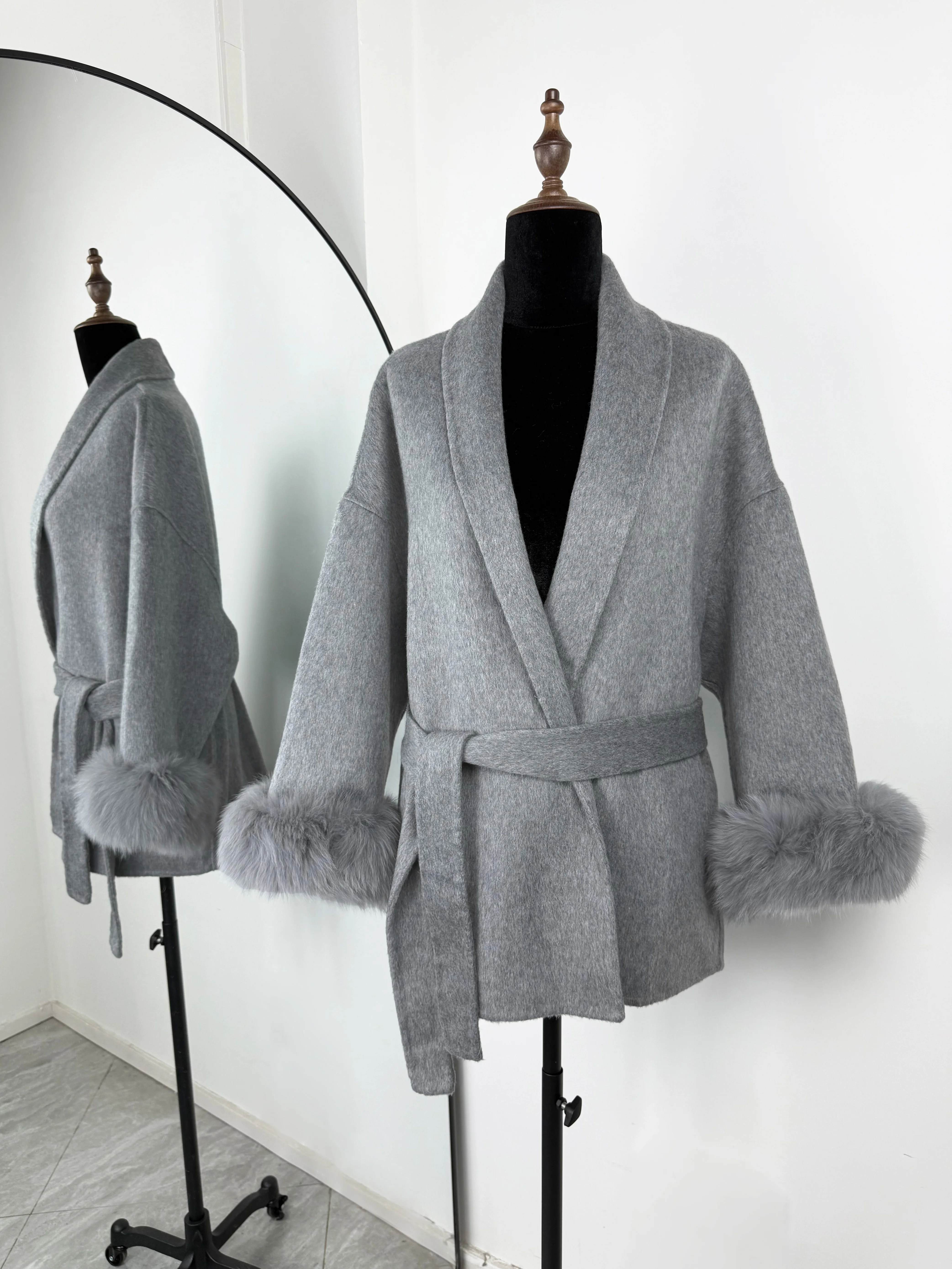 Trendix Fox Fur Woolen Women's Autumn Coat Fashion Patchwork Double-Sided Wool Overcoat 2025 New Elegant Office Commuter Jacket