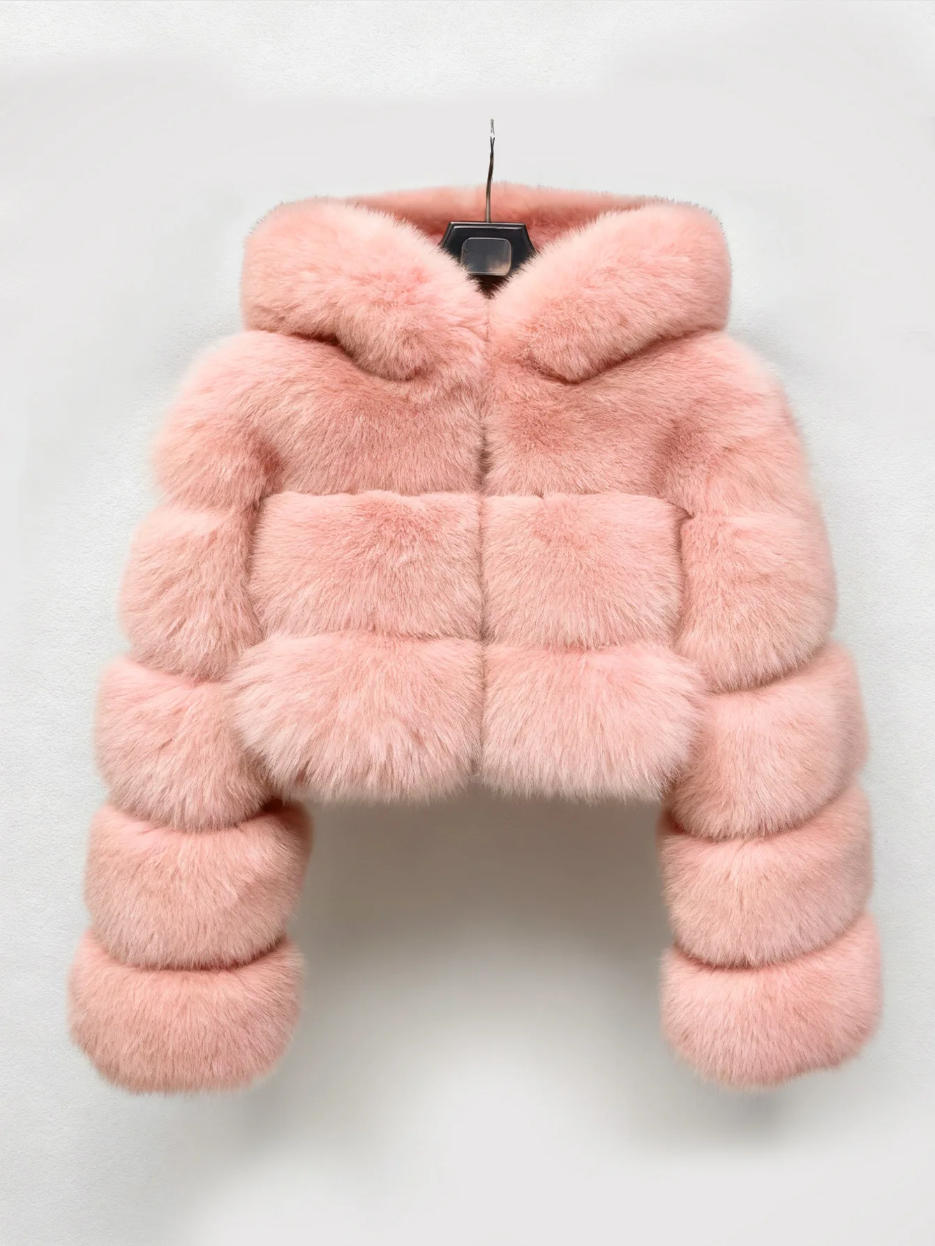 Women Hooded Faux Fur Coats Solid Short Jackets Mini Lenth Long Sleeves Open Stitch Straight Y2k Casual 2026 Autumn Winter